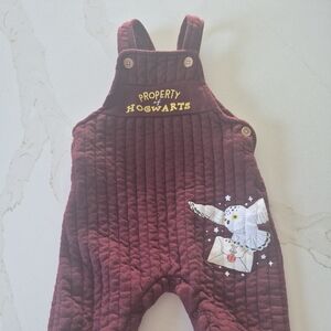 Hogwarts Burgundy Baby Overalls 6-9 Months